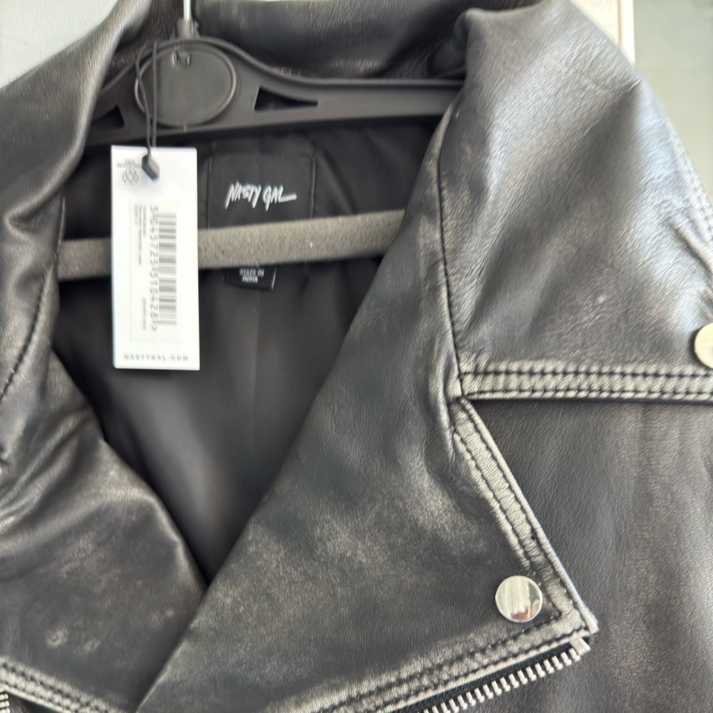 Nasty Gal Real Leather Washed Moto Jacket - Picture 12 of 13